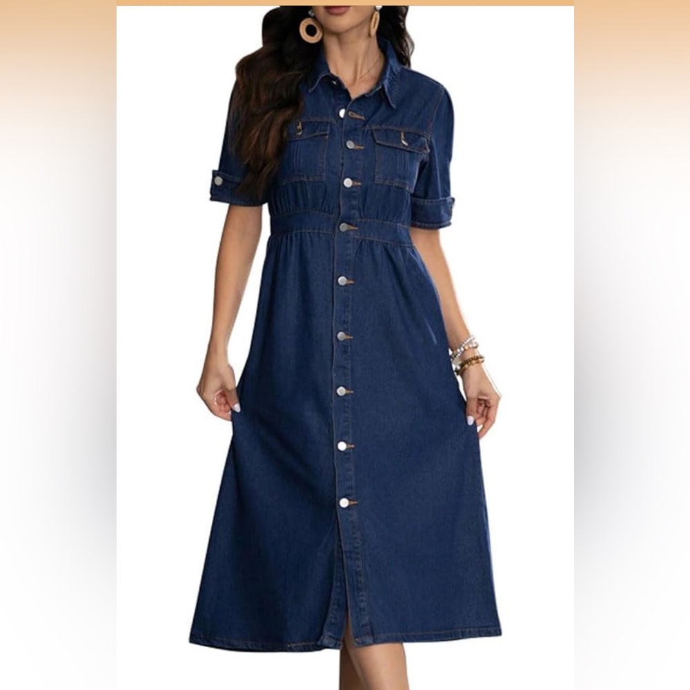 Elegant Blue Denim Maxi Dress